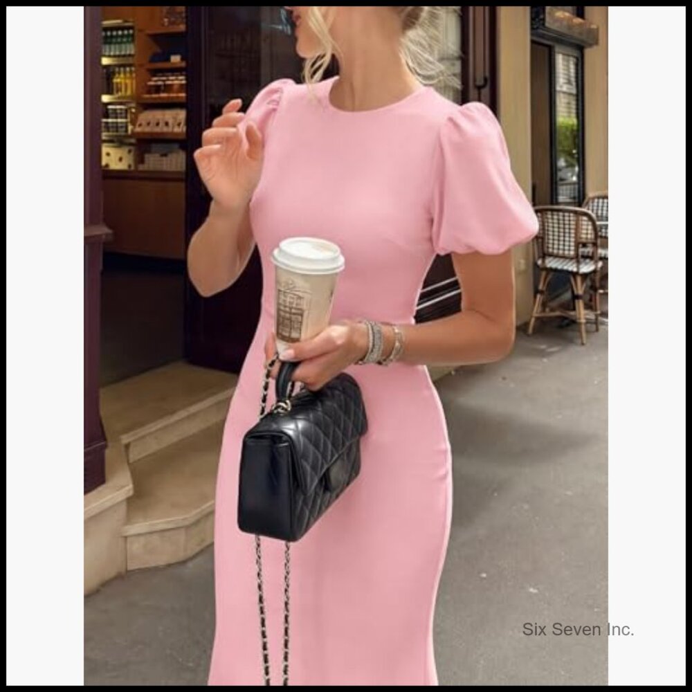 Viscose Polyester Elastane Bodycon Midi Dress For… - image 3